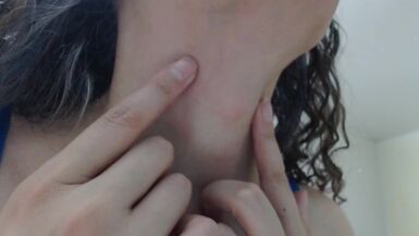 Touching sexy huge female adam's apple - 1 image