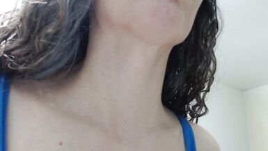 Touching sexy huge female adam's apple