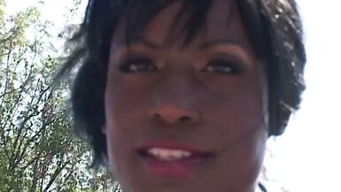 Black stud fucks ebony whore's butt, then gives her facial - 1 image