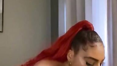 Lipstick on Ebony Mermaid gets on Huge Cock during blowjob - 3 image