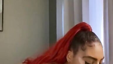 Lipstick on Ebony Mermaid gets on Huge Cock during blowjob - 4 image