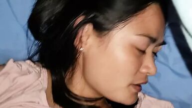 Asian Wife Fingering Her Hairy Pussy and Blowjob Cumshot - 1 image
