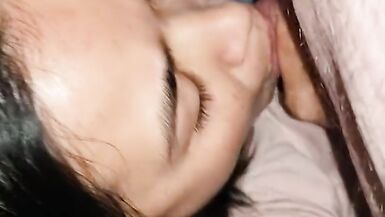 Asian Wife Fingering Her Hairy Pussy and Blowjob Cumshot - 14 image