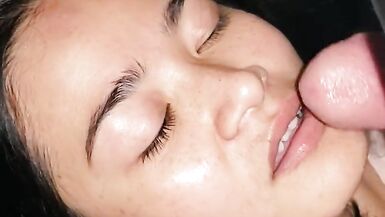 Asian Wife Fingering Her Hairy Pussy and Blowjob Cumshot - 15 image