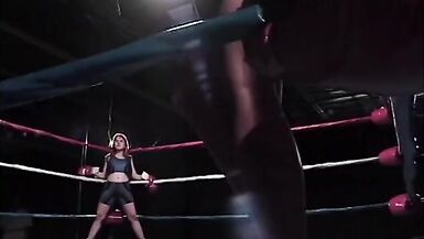Two girls challenge for the cock sucking title in box ring - 3 image