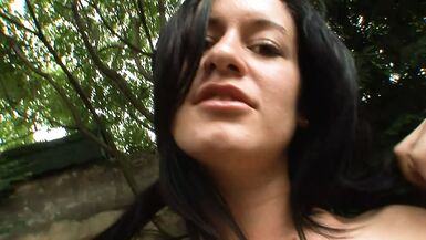 Outdoor bikini babe with errected nipples fucks stranger - 1 image