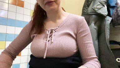 Outdoor Rubbing Pussy in Stores Toilet, Test new Dildo / Part 2