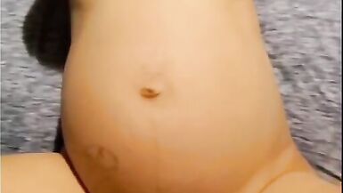 Sexy pregnant milf ready to pop gets fucked by babydaddy - 10 image