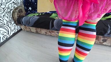 POV. Mature lesbian girlfriends, draws on the body and fucks a girlfriend with a strapon. - 8 image