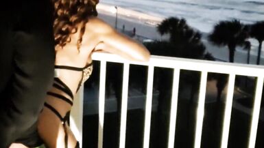 Milf in Lingerie Fucked on Vacation Outside on a Hotel Balcony - 2 image