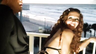 Milf in Lingerie Fucked on Vacation Outside on a Hotel Balcony