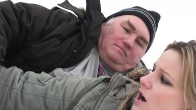 Blonde has public sex with old stranger - 1 image