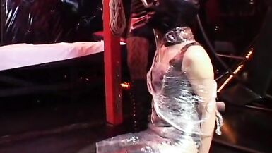 Cute filn-coated babe gets her pussy fucked by couple of str - 7 image