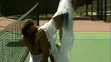Stunning inexperienced big tit bride is licked by tennis coach - 6 image