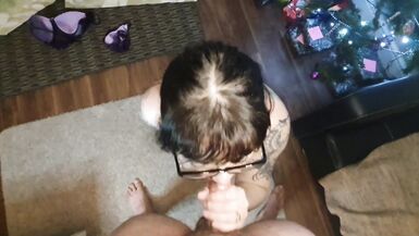 MILF Christmas Blowjob and Facial POV view - 15 image