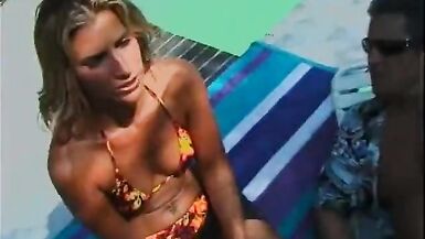Sexy blonde with shaved pussy mounts a hard thick cock - 5 image