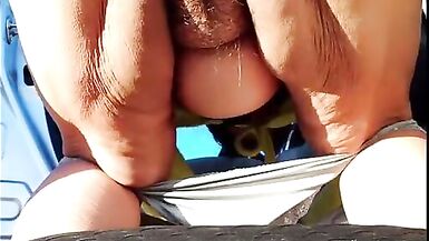 Stopping by side of road mature Latina wom had to pee badly! - 8 image