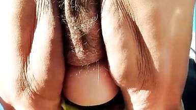 Stopping by side of road mature Latina wom had to pee badly! - 9 image
