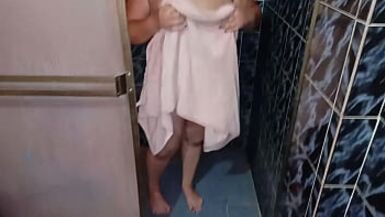 Spying on my STEPMOTHER while she's taking a bath when I come in she asks me to help her dry it ends up sucking my COCK - 1 image