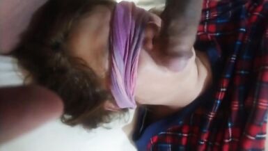My friend puts his big cock in my wife's mouth and cums - 10 image