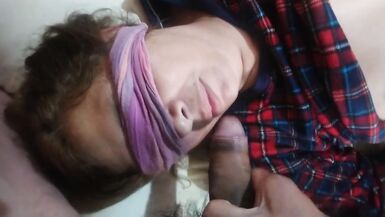 My friend puts his big cock in my wife's mouth and cums - 6 image
