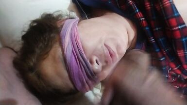 My friend puts his big cock in my wife's mouth and cums - 7 image