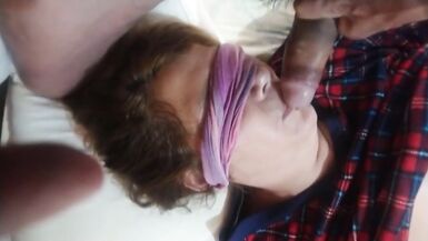 My friend puts his big cock in my wife's mouth and cums - 8 image
