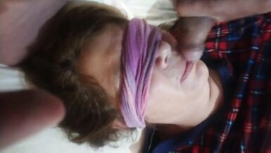My friend puts his big cock in my wife's mouth and cums - 9 image
