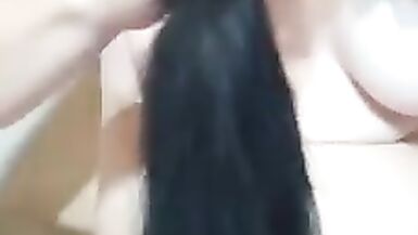 Hair brushing in pink thong - 14 image