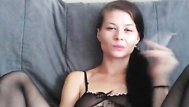 smoking pussy play in black lingerie - 13 image
