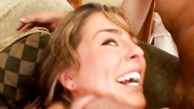 Busty whore gets fucked hard by studs and eats cum off - 14 image