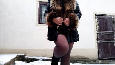 Spreading my legs wide I piss in outdoor - 1 image