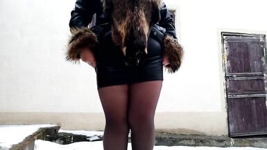 Spreading my legs wide I piss in outdoor - 2 image