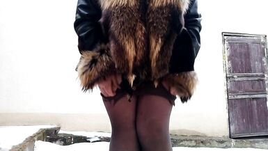 Spreading my legs wide I piss in outdoor - 6 image