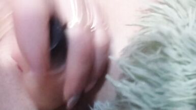 Amateur blonde sucking and fucking a big dildo - 11 image