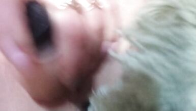 Amateur blonde sucking and fucking a big dildo - 6 image