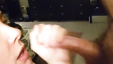 Sucking and deep throating his cock - amateur (POV) - 14 image