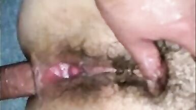 Vegetables in the ass close up. Hairy Anal. Gaping Asshole. - 14 image