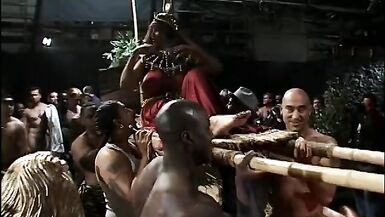Busty black whore gets her pussy banged hard by many dicks - 5 image