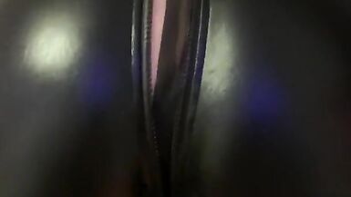 British Amateur Milf Being Unzipped in her Leather Catsuit and then Fingered - 3 image