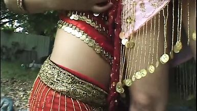 Wild bellydancers with great tits do scissoring with toy