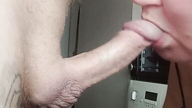 deep blowjob close-up and a mouthful of cum - 12 image