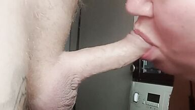 deep blowjob close-up and a mouthful of cum - 2 image