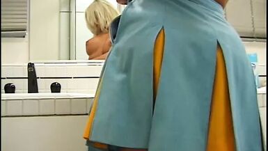 Blonde cheerleader in blue gets fucked at the office - 1 image