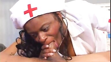Busty ebony nurse revives patient's cock with a hardcore BJ - 7 image