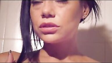 Naughty mom in the shower squirting after masturbating