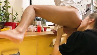 Sex on Kitchen Table - Intense Rimjob and Blowjob - 1 image