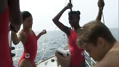 Ebony gets pussy bent over and fucked hard by white cock outside