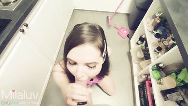 Inexperienced Busty MILF wants to Fuck instead Cleaning up the Kitchen - Milaluv - 3 image