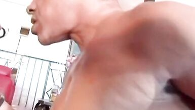 Horny black slut gets her tight pussy eaten and fucked on the coffee table - 2 image